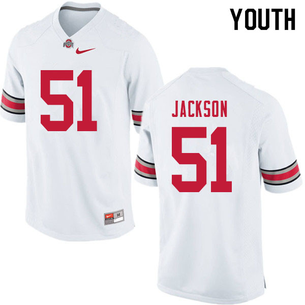 Ohio State Buckeyes Antwuan Jackson Youth #51 White Authentic Stitched College Football Jersey